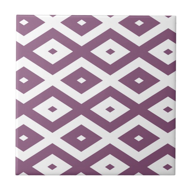 Mauve und weißes Diamantmuster Fliese (Vorderseite)