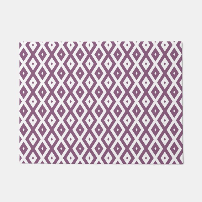 Mauve und weißes Diamantmuster Fußmatte (Vorderseite)