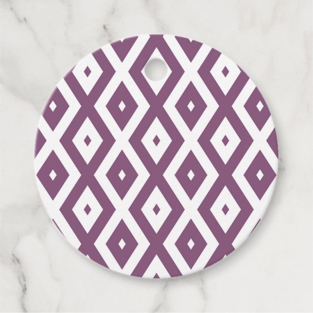 Mauve und weißes Diamantmuster Geschenkanhänger (Vorderseite)