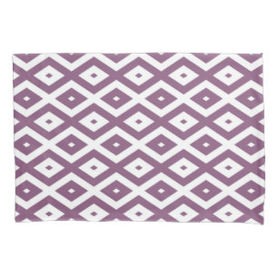 Mauve und weißes Diamantmuster Kissenbezug