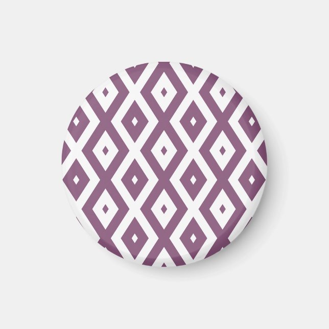 Mauve und weißes Diamantmuster Magnet (Vorne)