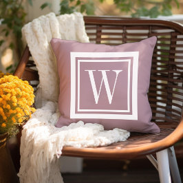 Mauve und White Classic Square Monogramm Kissen
