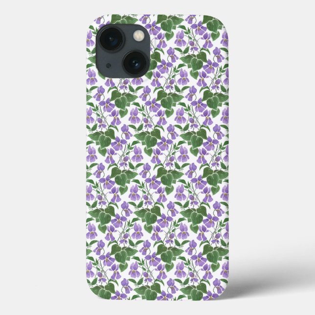 Mauve Violets auf White Floral iPhone 6 Xtreme Fal Case-Mate iPhone Hülle (Rückseite)
