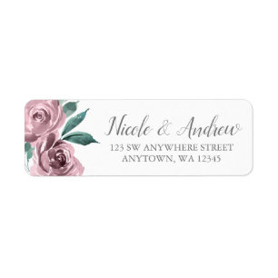 Mauve Watercolor Rose Rücksendeadresse