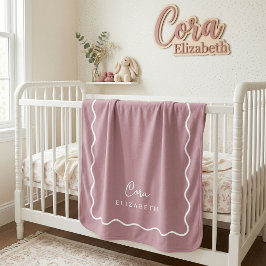 Mauve Wavy Border Mit Monogramm Sherpadecke