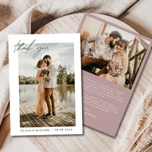 Mauve Wedding Danke You Card Foto Minimalistisch Einladung