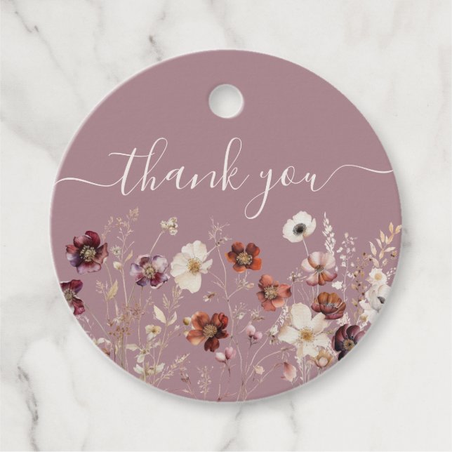 Mauve Wedding durch Whimsical Fall getrocknete Blu Geschenkanhänger (Vorderseite)
