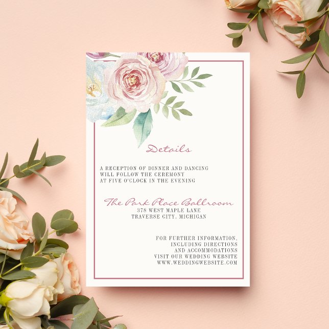 Mauve Wedding mit sanften, floralen Romantikgrün Begleitkarte (Von Creator hochgeladen)