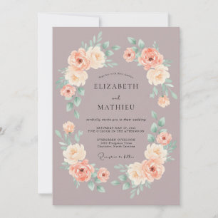 Mauve weiche Rosen-Aquarell-Hochzeit Einladung