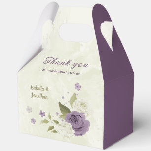 mauve weiße Blumen Grüne Hochzeit Geschenkschachtel