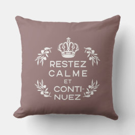 Mauve weißes Emblem Französisch ruhig halten und w Kissen