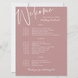 Mauve Willkommenskarte für das Hochzeitwochenende Einladung