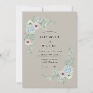 Mauve zarte Blütenhochzeit Einladung