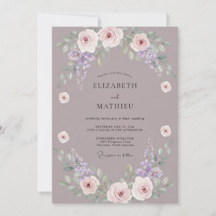 Mauve Zarte Florale Romanze Hochzeit Einladung