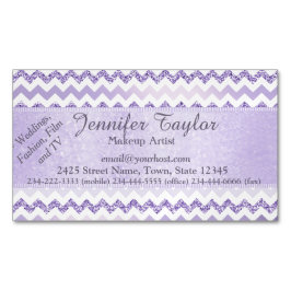 Mauve Zickzack Zigzag Glitzer Magnetkarten Magnetische Visitenkarte