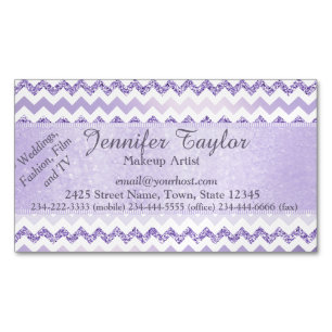 Mauve Zickzack Zigzag Glitzer Magnetkarten Magnetische Visitenkarte