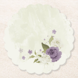 mauvefarbene weiße Blumen Hochzeit Grünelemente Untersetzer