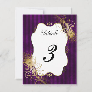 Mave & Golden Peacock Feather Wedding Tischnummer