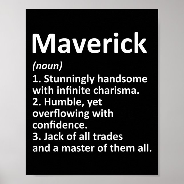 Maverick Definition Personalized Name Funny Birthd Poster (Vorne)