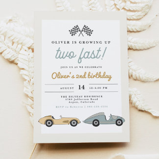 MAVERICK Pastel Race Car Zwei Fast 2. Geburtstag Einladung