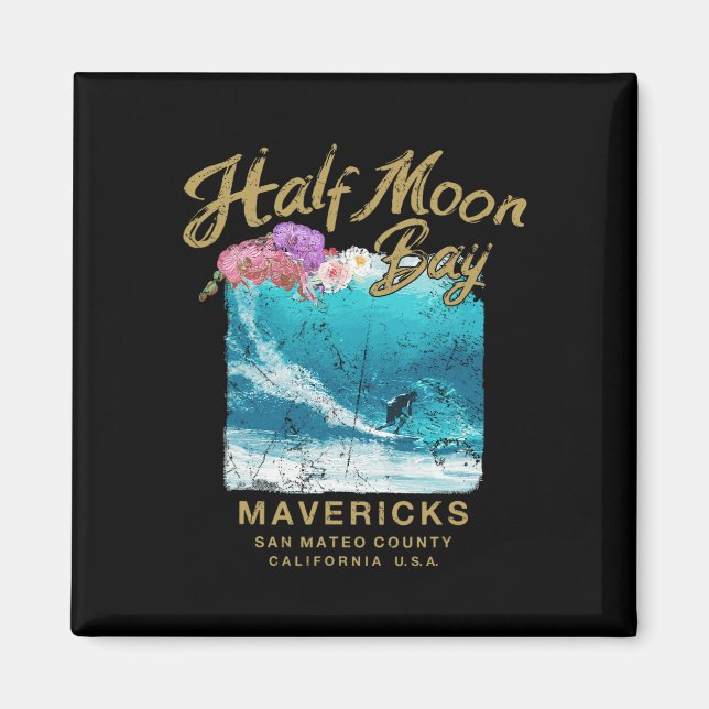 Mavericks California Big Wave Surfing Vintage  Magnet (Vorne)