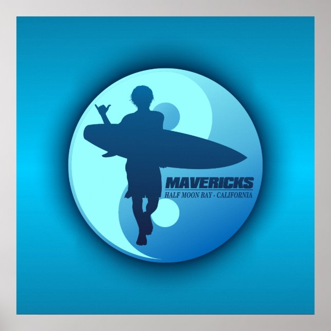 Mavericks -Half Moon Bay (blau) Poster (Vorne)