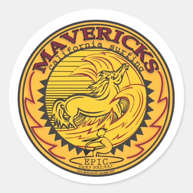MAVERICKS KALIFORNIEN SURFEN RUNDER AUFKLEBER (Vorderseite)