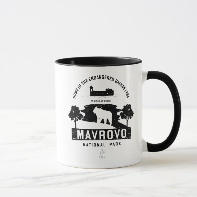 Mavrovo Nationalpark Schwarzes Design Tasse (Rechts)
