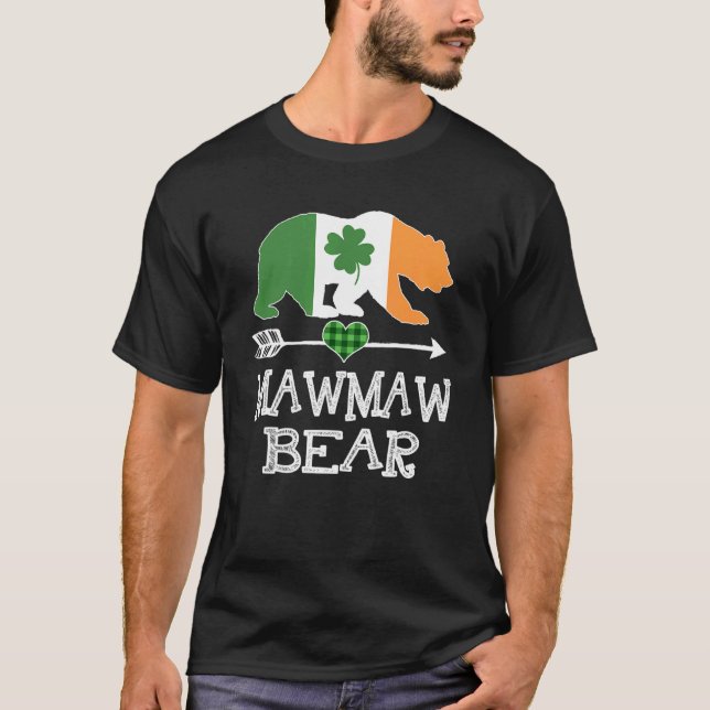 Mawmaw Bear St Patricks Day Irish Green Plaid Fami T-Shirt (Vorderseite)