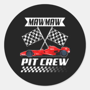 Mawmaw Pit Crew Racing Familien-Rennwagen-Geburtst Runder Aufkleber
