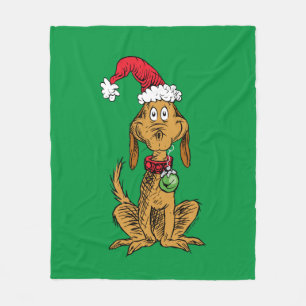 Max der Hund mit dem Weihnachtsmannhut Fleecedecke