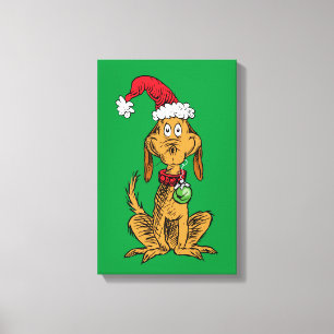 Max der Hund mit Santa-Hut Leinwanddruck
