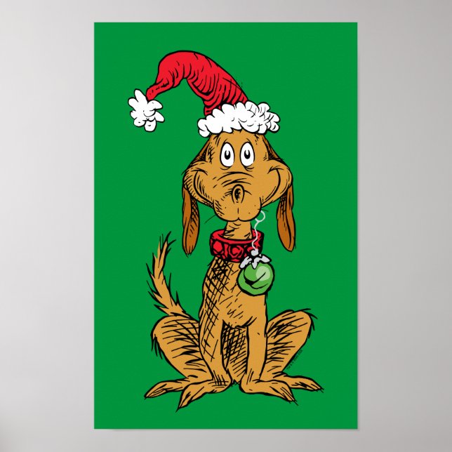 Max der Hund mit Santa-Hut Poster (Vorne)