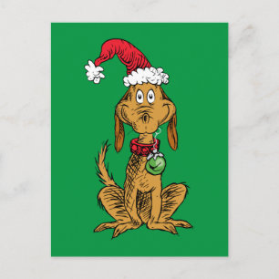 Max der Hund mit Santa-Hut Postkarte