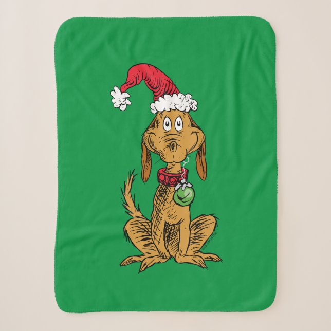 Max der Hund mit Santa-Hut Sherpadecke (Vorderseite)