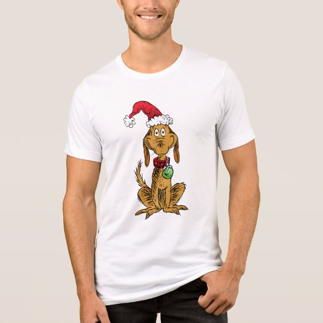 Max der Hund mit Santa-Hut Tri-Blend Shirt (Vorderseite)