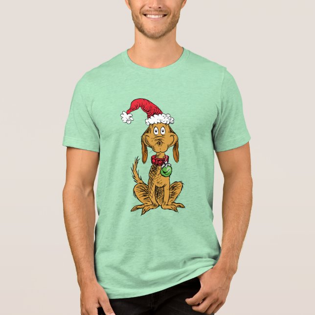 Max der Hund mit Santa-Hut Tri-Blend Shirt (Vorderseite)