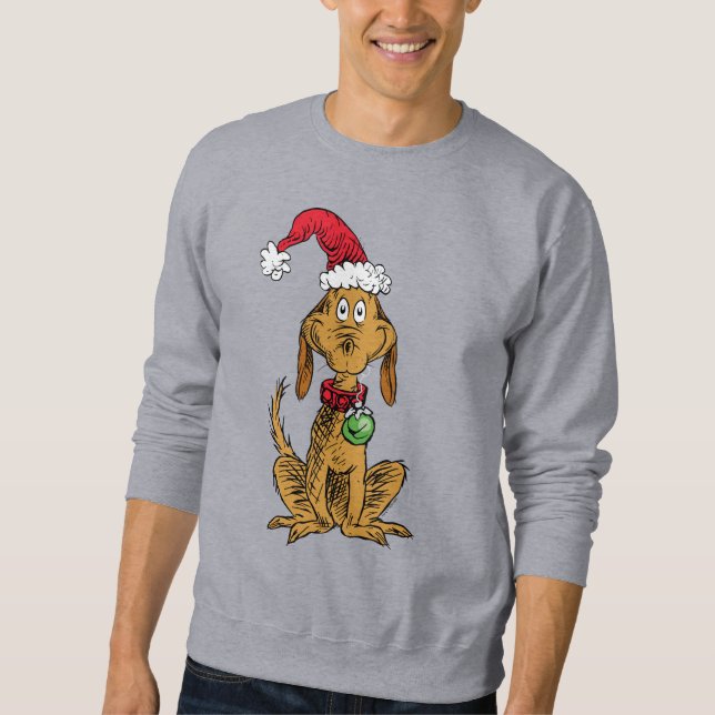 Max der Hund mit Weihnachtsmannmütze Sweatshirt (Vorderseite)