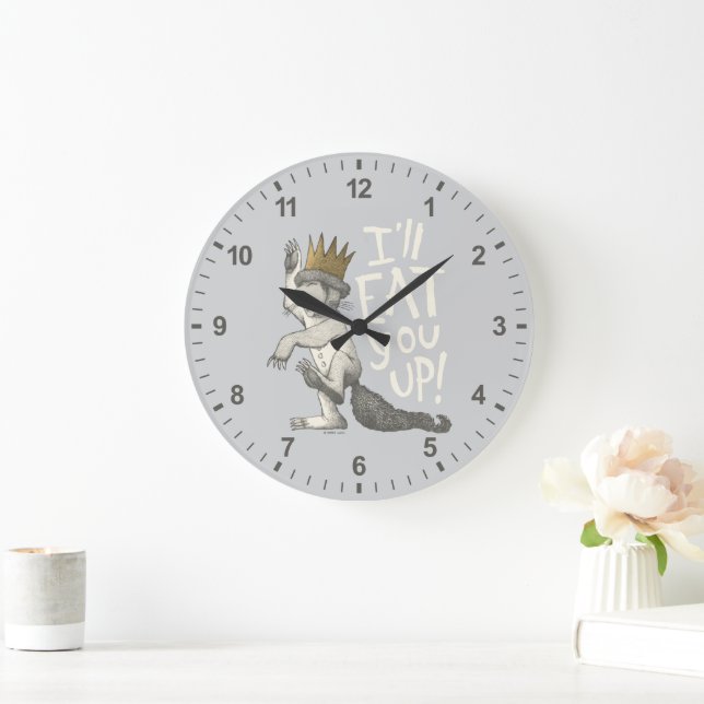 Max | Ich werde dich aufessen! Große Wanduhr (Zuhause)