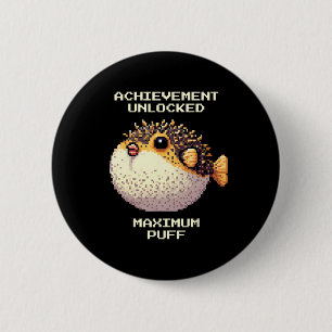 Max Puff erreichte Pixel Pufferfish Retro Gamer Ar Button