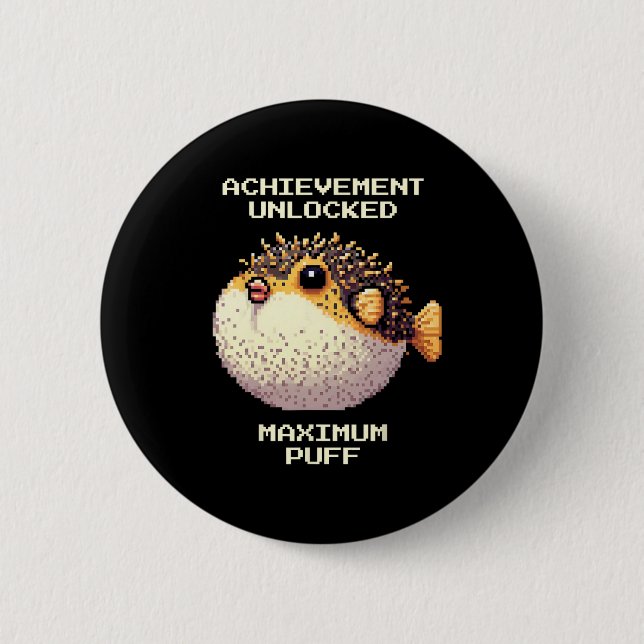 Max Puff erreichte Pixel Pufferfish Retro Gamer Ar Button (Vorderseite)