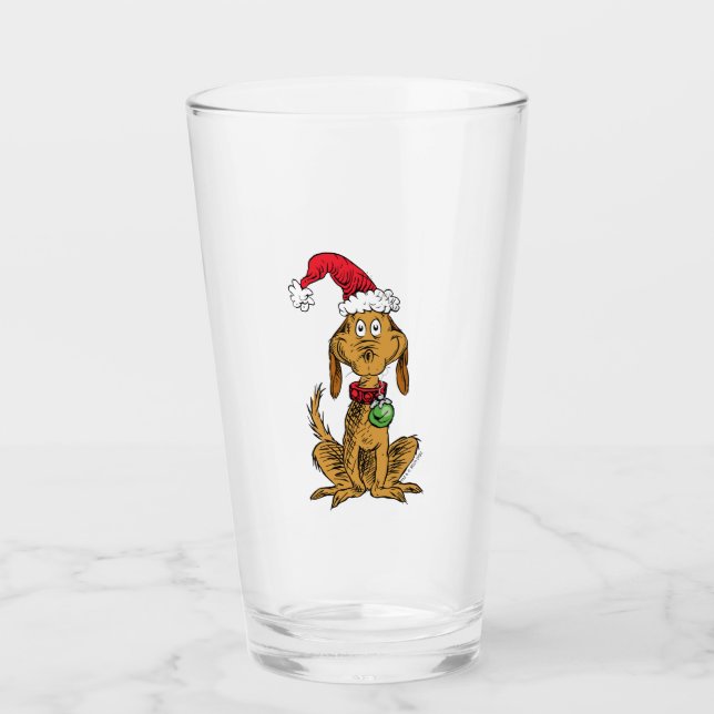 Max the Dog in Santa Hat Glas (Vorderseite)