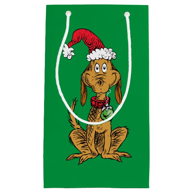 Max the Dog in Santa Hat Kleine Geschenktüte (Vorderseite)