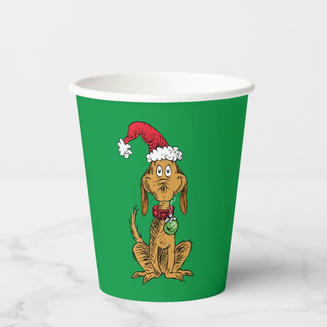Max the Dog in Santa Hat Pappbecher (Vorderseite)