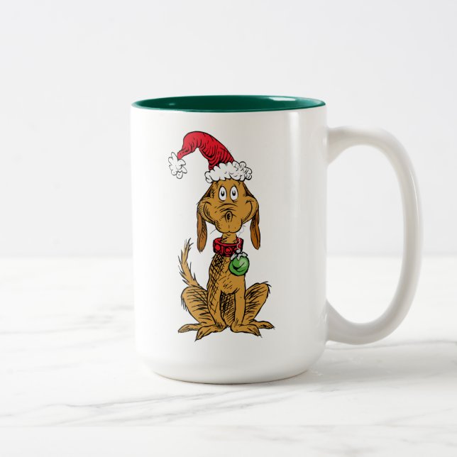 Max the Dog in Santa Hat Zweifarbige Tasse (Rechts)