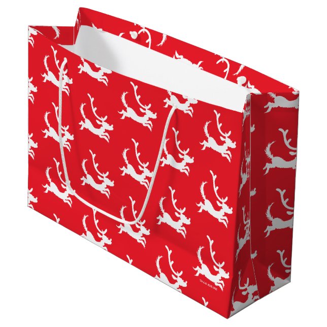 Max the Reindeer Silhouette Große Geschenktüte (Vorderseite Schrägansicht)