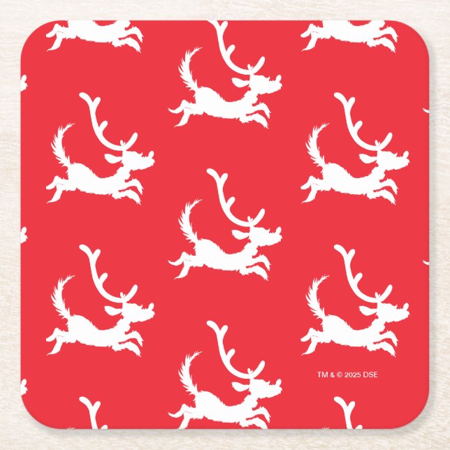 Max the Reindeer Silhouette Rechteckiger Pappuntersetzer (Vorderseite)