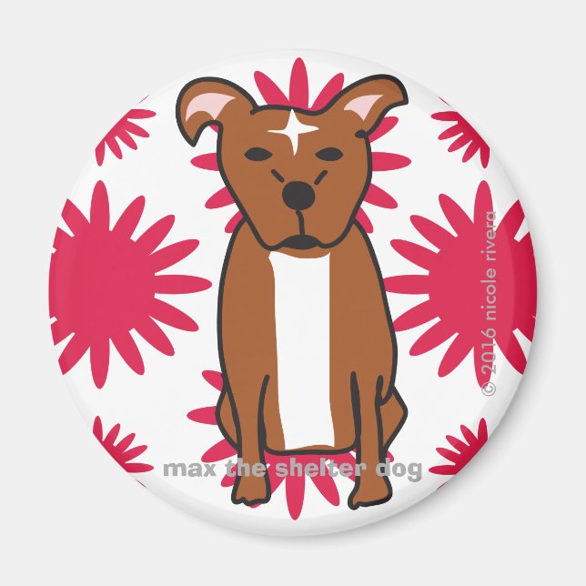 Max | Tropenrotes Rundmagnet Magnet (Vorne)