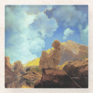 Maxfield Parrish Morgen 1922 Wolken Blau Fine Art Glasuntersetzer