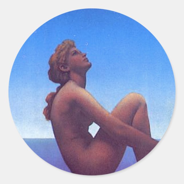 "Maxfield Parrish Stars" Runder Aufkleber (Vorderseite)